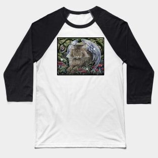 Cat Forest Spirit - Black Outlined Version Baseball T-Shirt